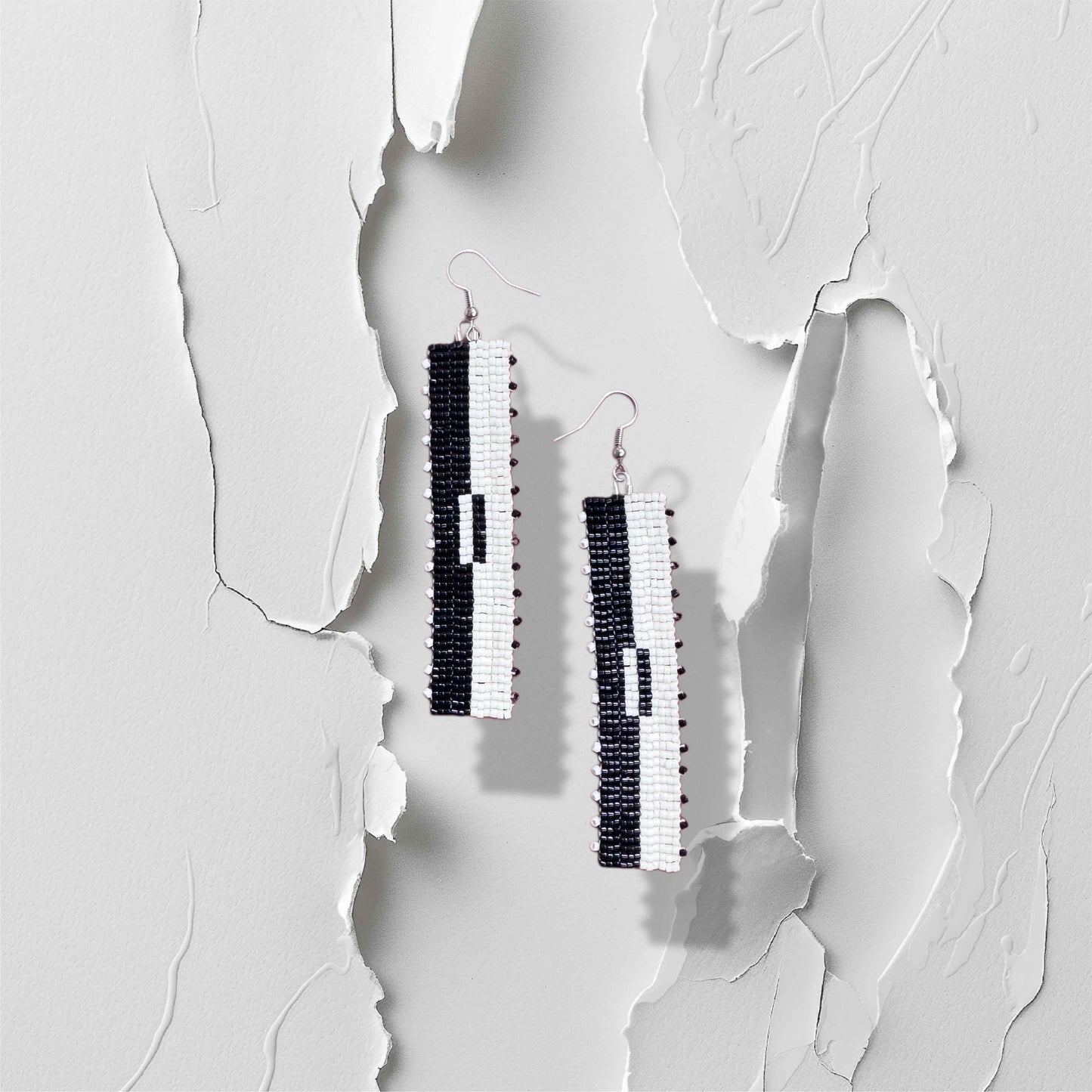 “Monochrome Mood” Beaded Statement Earrings
