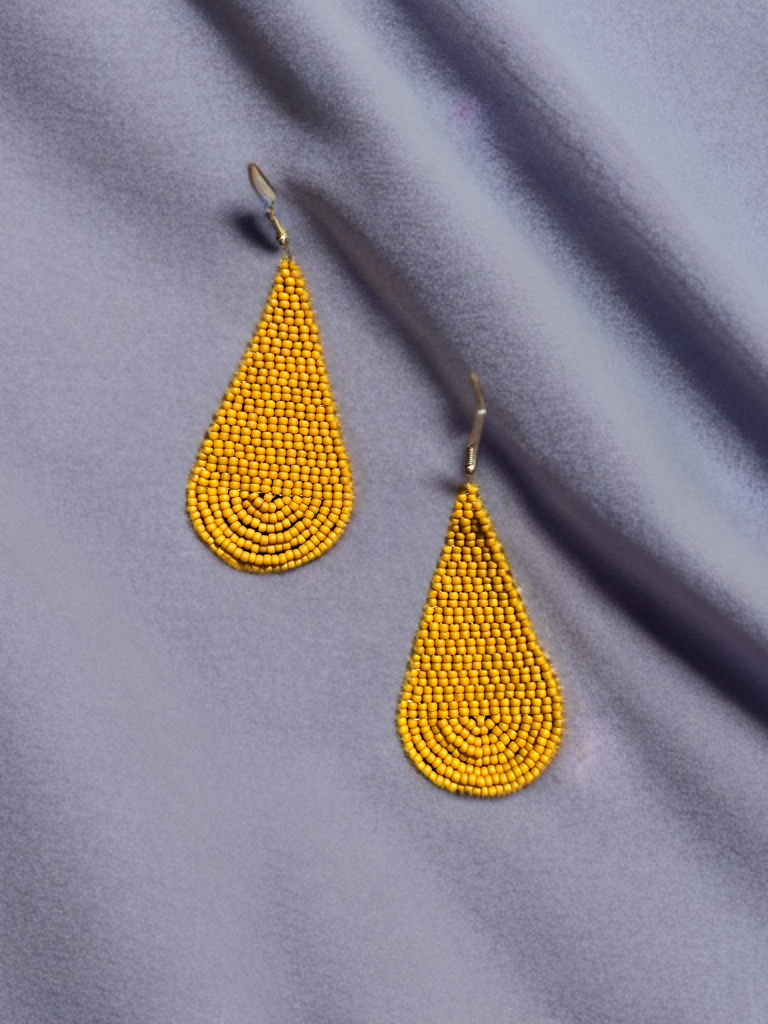 “Golden Hour” Beaded Teardrop Earrings