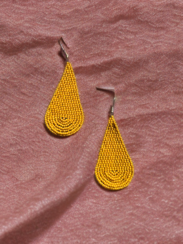 “Golden Hour” Beaded Teardrop Earrings