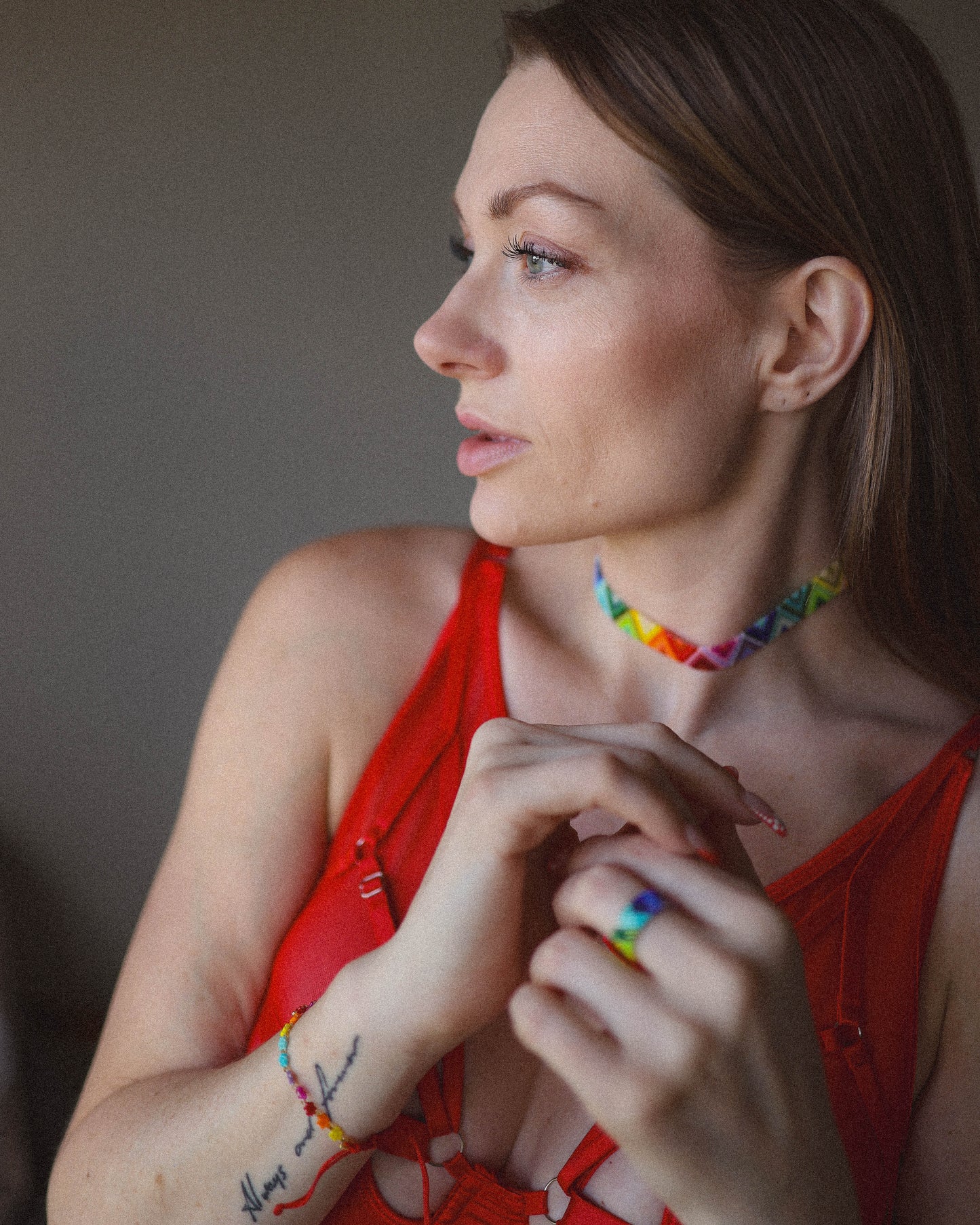 Pride Collection: Handmade Rainbow Miyuki Beaded Choker with Adjustable Slider
