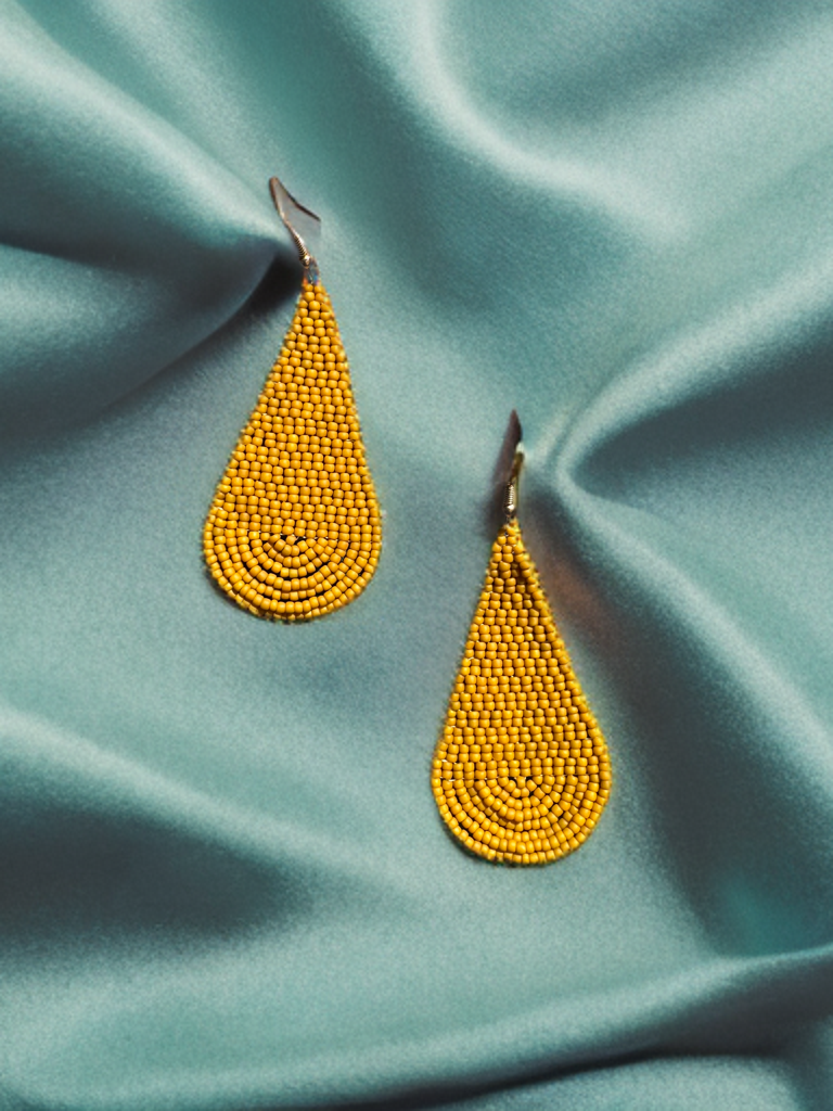 “Golden Hour” Beaded Teardrop Earrings