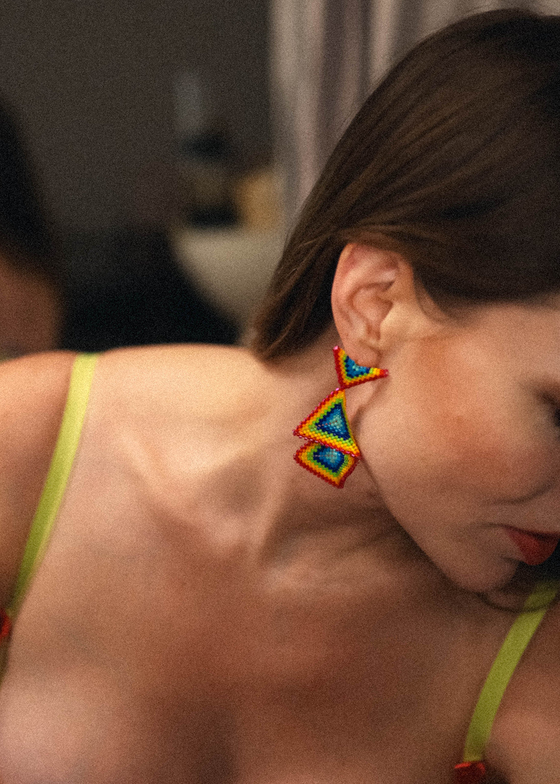 Pride Collection: Handmade Rainbow Triangle Drop Earrings with Miyuki Beads