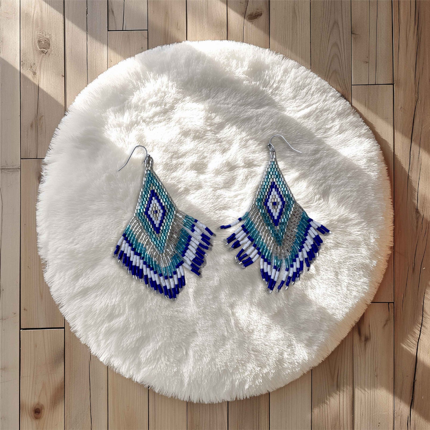 “Coastal Echo” Beaded Fringe Earrings