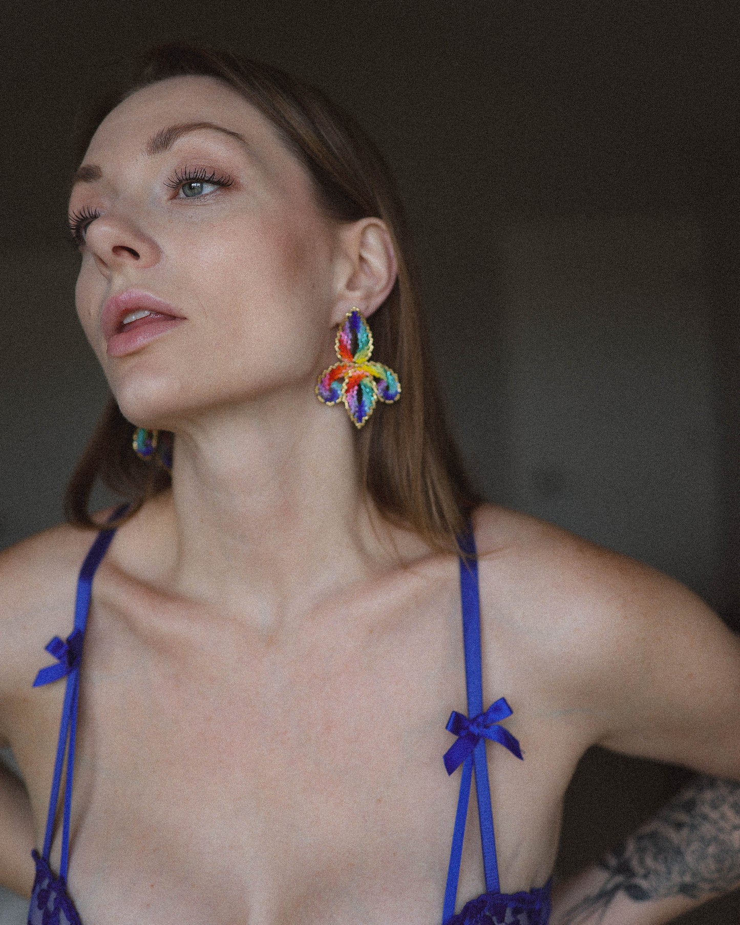 Pride Collection: Handmade Rainbow Fleur-De-Lis Statement Earrings with Miyuki Beads