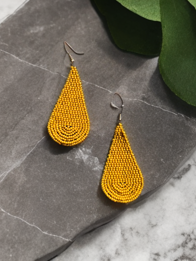 “Golden Hour” Beaded Teardrop Earrings