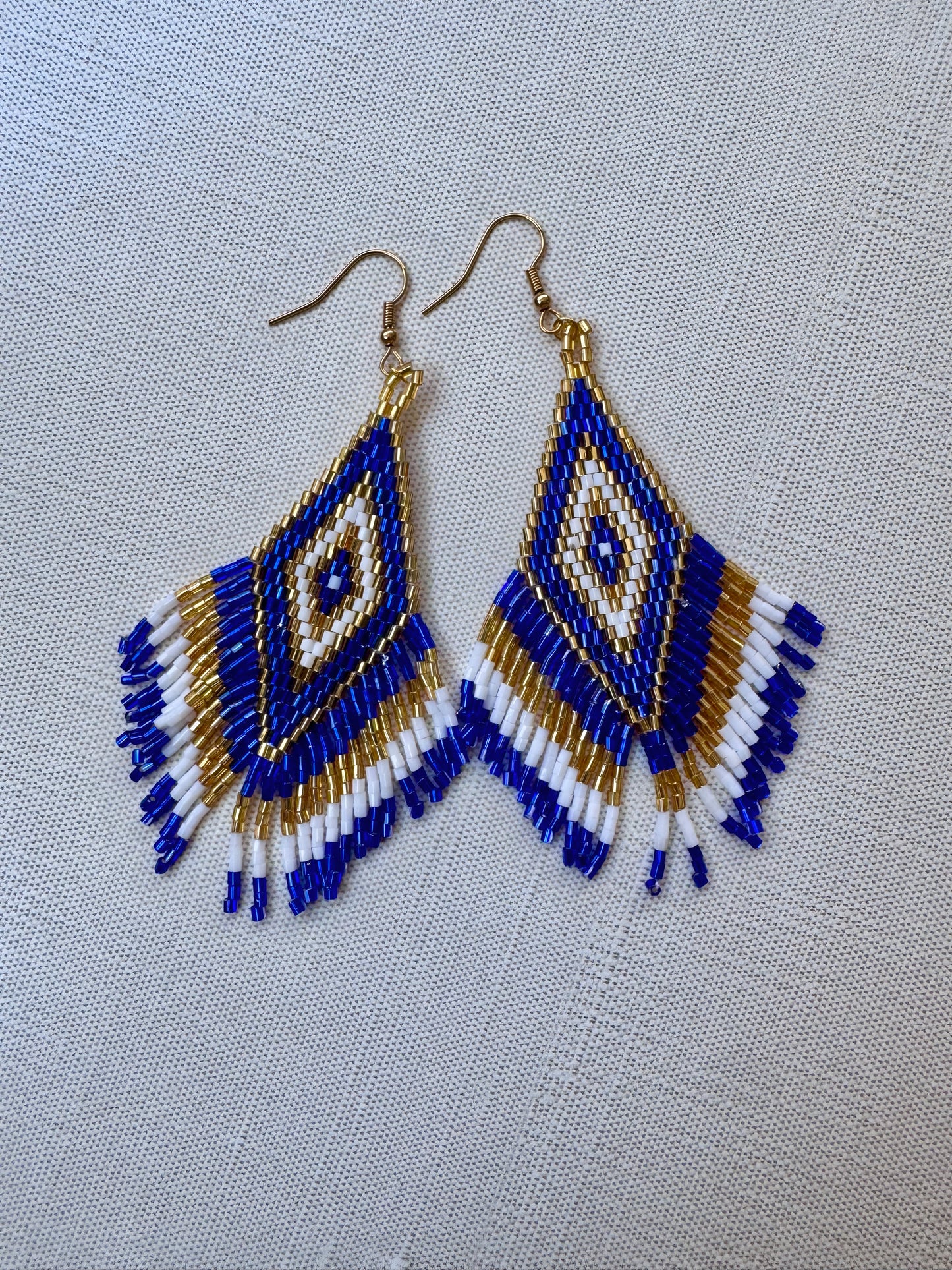 “Sahara Sky” Beaded Fringe Earrings