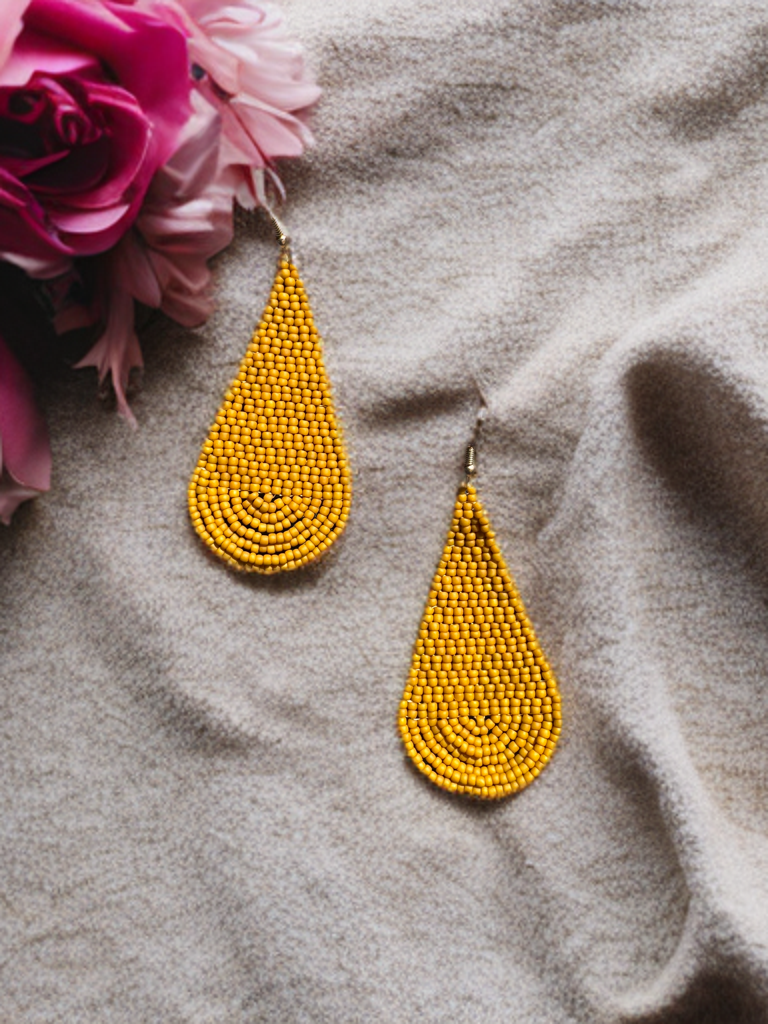 “Golden Hour” Beaded Teardrop Earrings