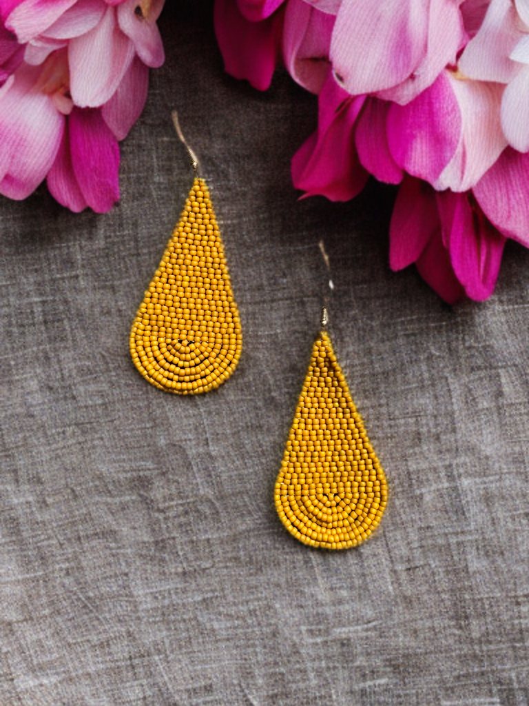 “Golden Hour” Beaded Teardrop Earrings