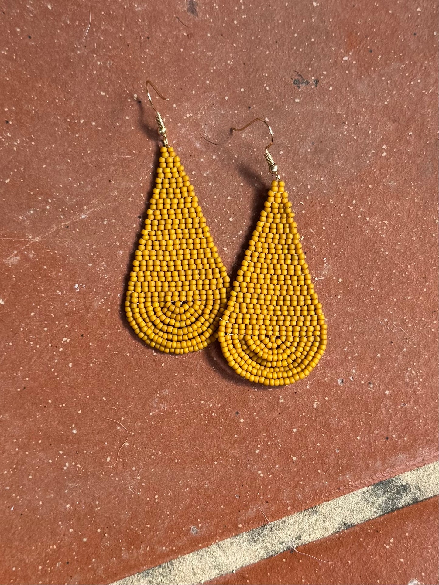 “Golden Hour” Beaded Teardrop Earrings