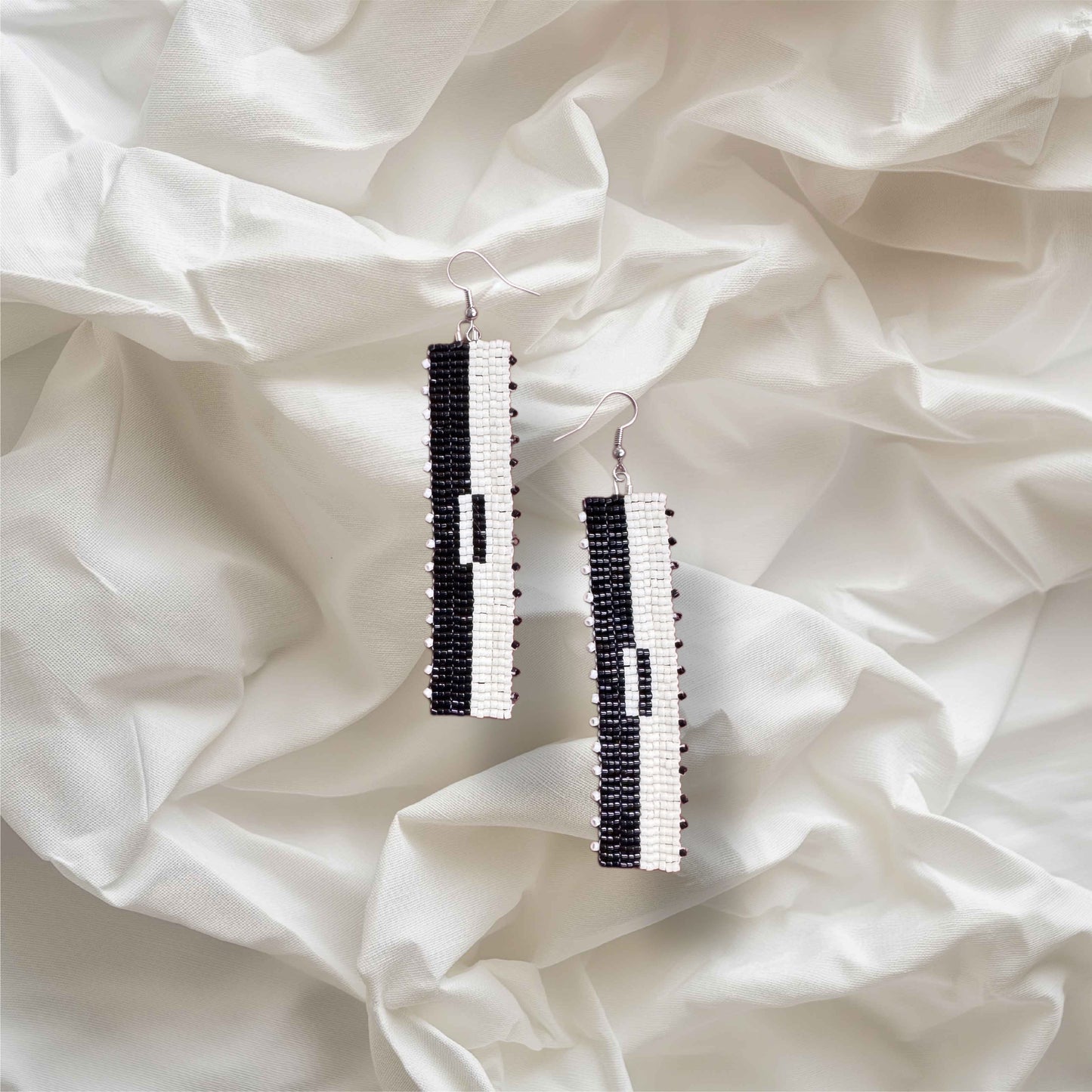 “Monochrome Mood” Beaded Statement Earrings
