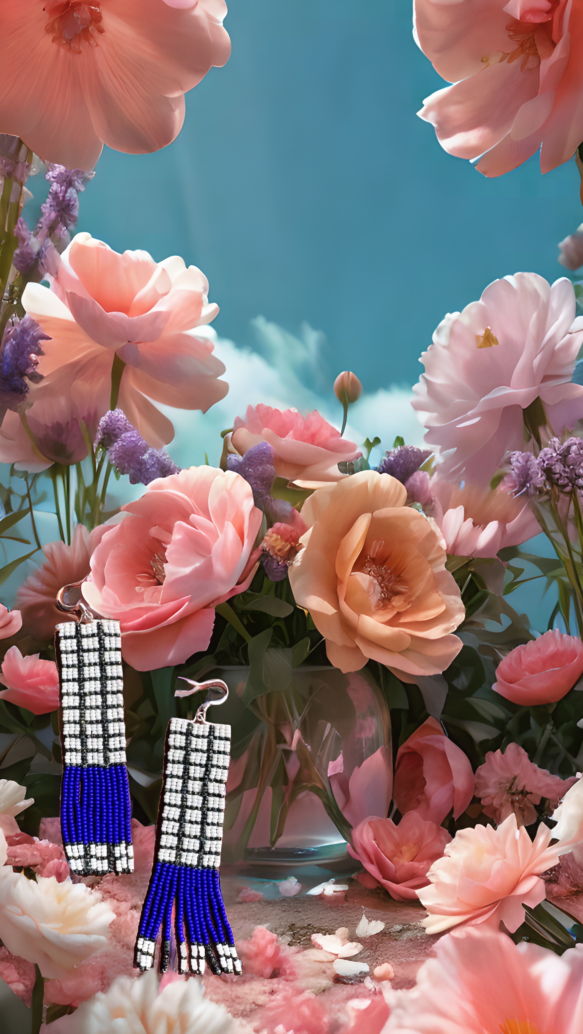 “Electric Grid” Beaded Fringe Earrings
