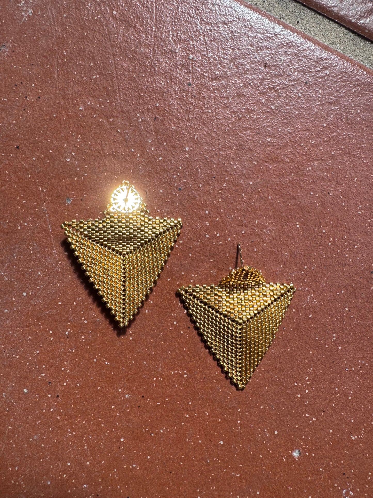 “Gilded Geometry” 24K Gold-Plated Beaded Stud Earrings