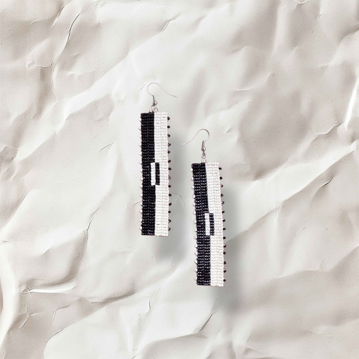 “Monochrome Mood” Beaded Statement Earrings