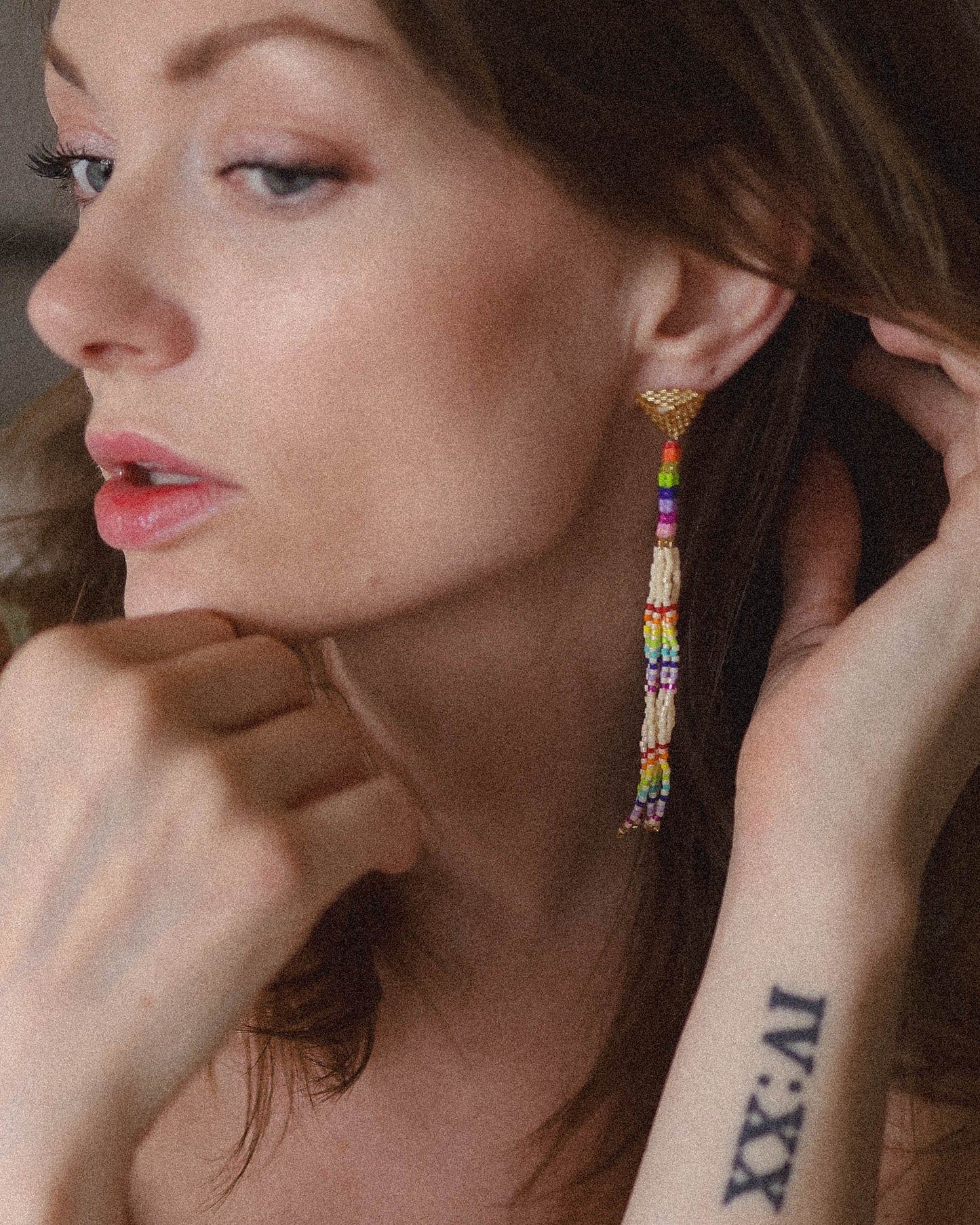 Pride Collection: Handmade Rainbow Fringe Dangle Earrings with Miyuki Beads