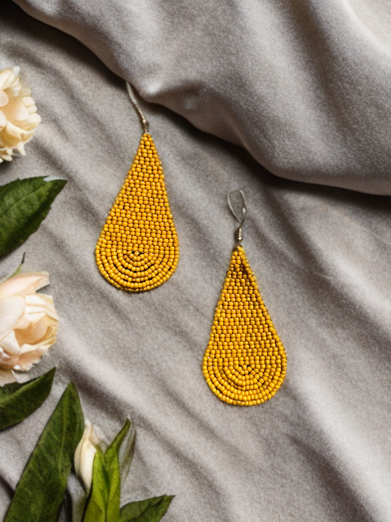 “Golden Hour” Beaded Teardrop Earrings