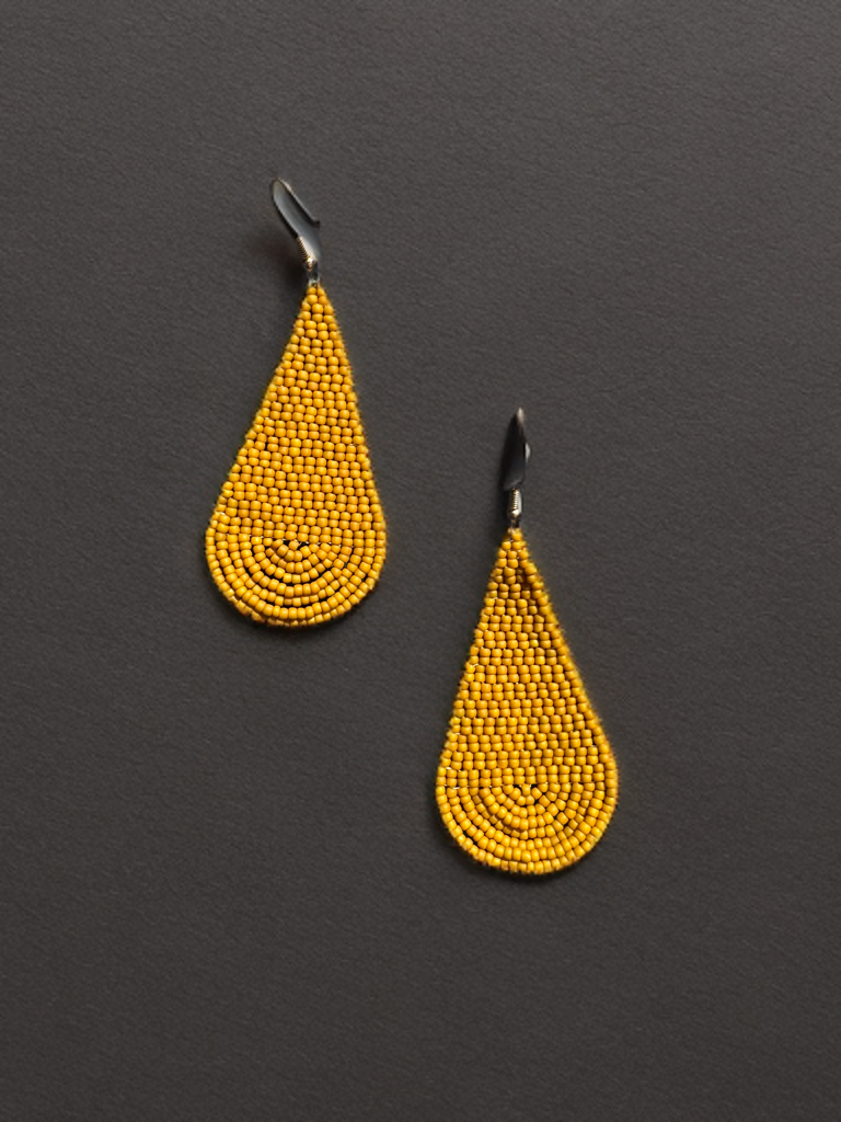 “Golden Hour” Beaded Teardrop Earrings