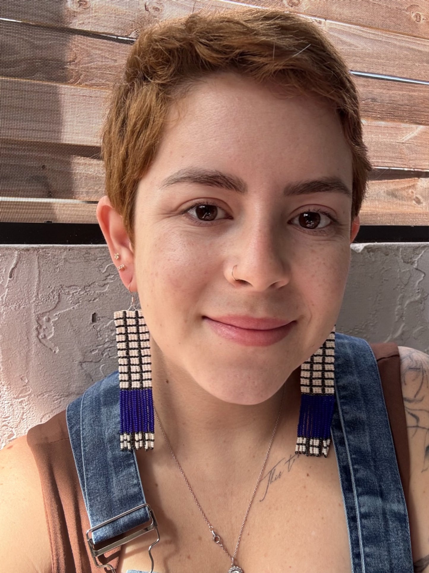 “Electric Grid” Beaded Fringe Earrings