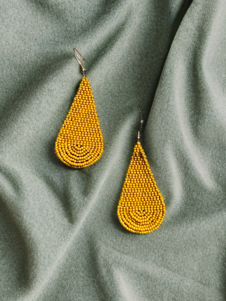 “Golden Hour” Beaded Teardrop Earrings