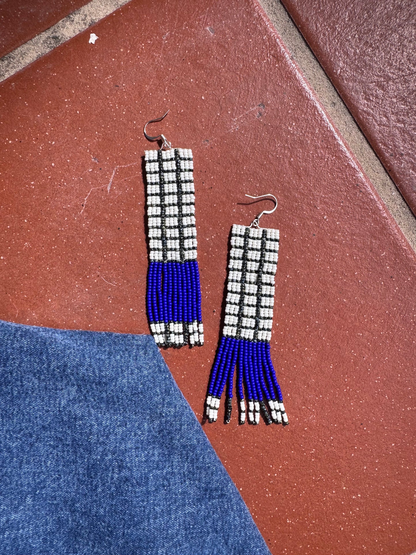 “Electric Grid” Beaded Fringe Earrings