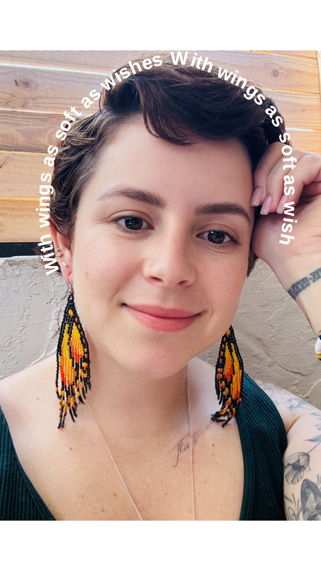 “Mariposa Flame” Beaded Butterfly Wing Earrings
