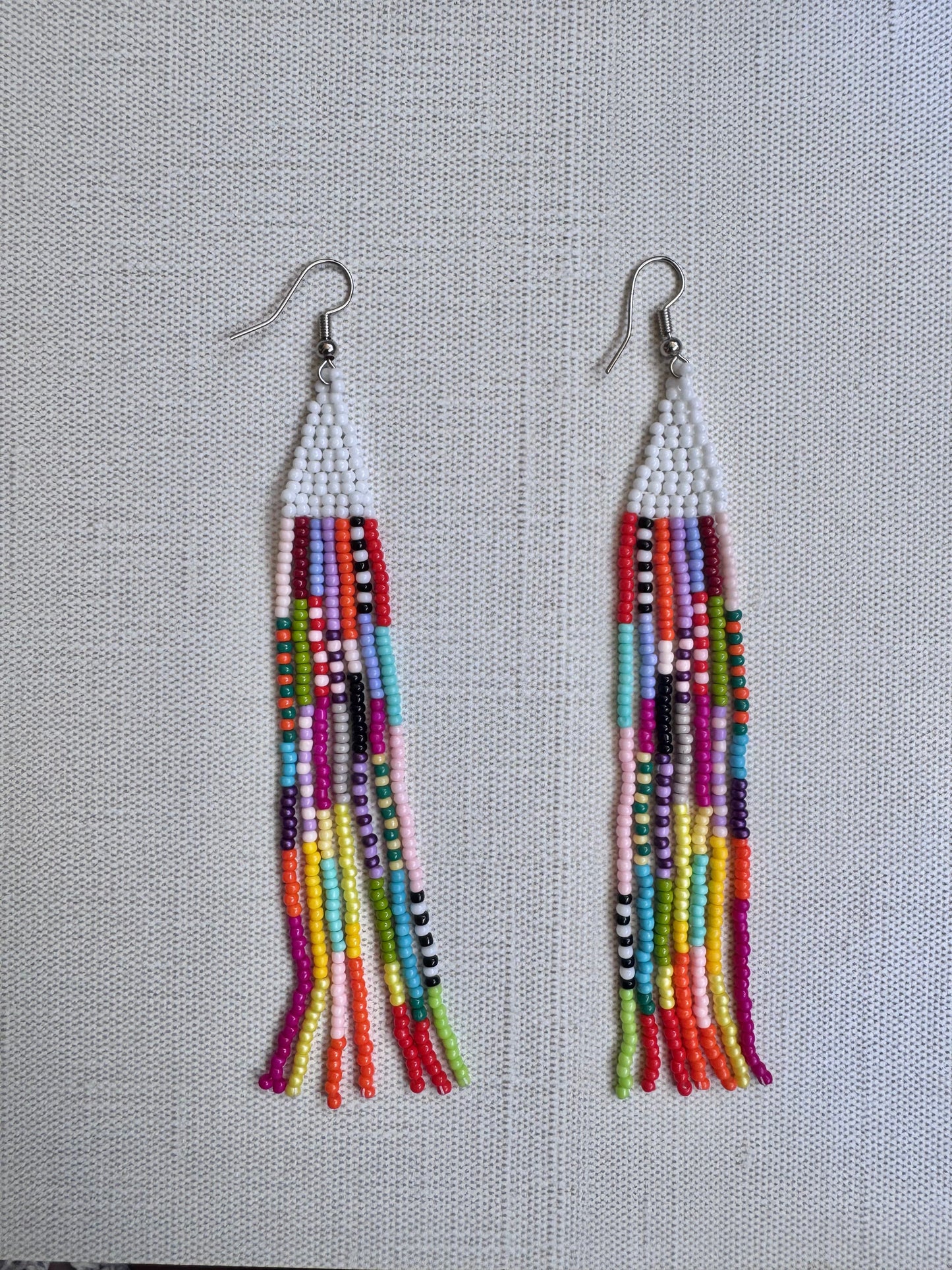 “Confetti Rain” Beaded Fringe Earrings